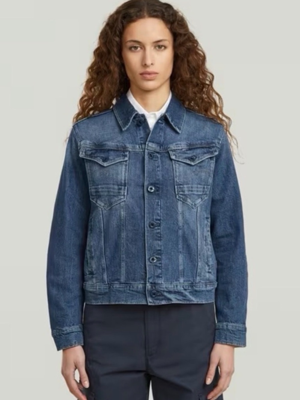 G-Star 3D Arc Burten Stretch Faded Santorini Blue Denim Jacket Quality Raw Rock